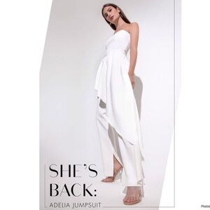 AQ/AQ Adelia White Jumpsuit Asymmetric Strapless Jumpsuit Size 8